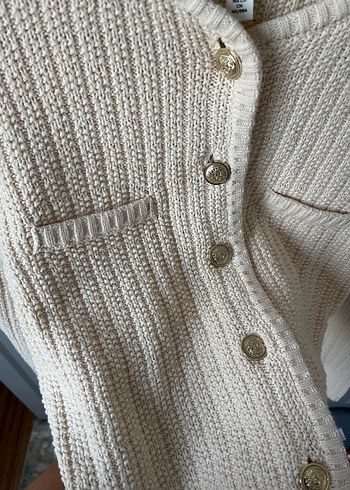 h&M marka Kadın Beyaz Örgü Midi Hırka - Görsel 6