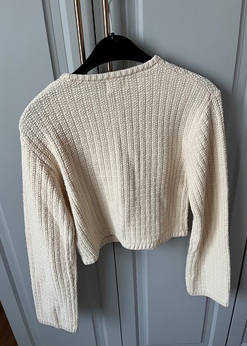 h&M marka Kadın Beyaz Örgü Midi Hırka - Görsel 5