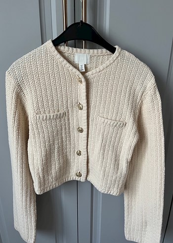 h&M marka Kadın Beyaz Örgü Midi Hırka - Görsel 3