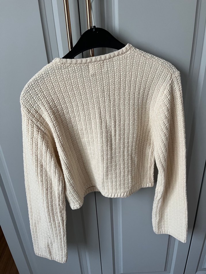 h&M marka Kadın Beyaz Örgü Midi Hırka - Görsel 5