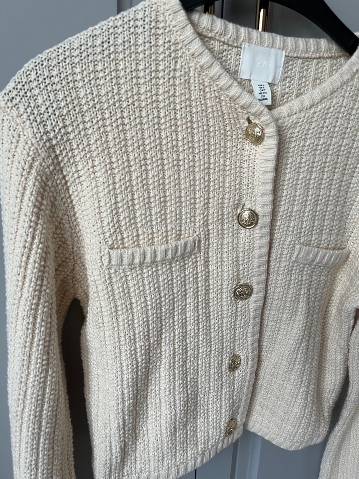 h&M marka Kadın Beyaz Örgü Midi Hırka - Görsel 2