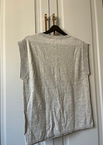 Gri  V Yaka Triko Kazak - Görsel 3