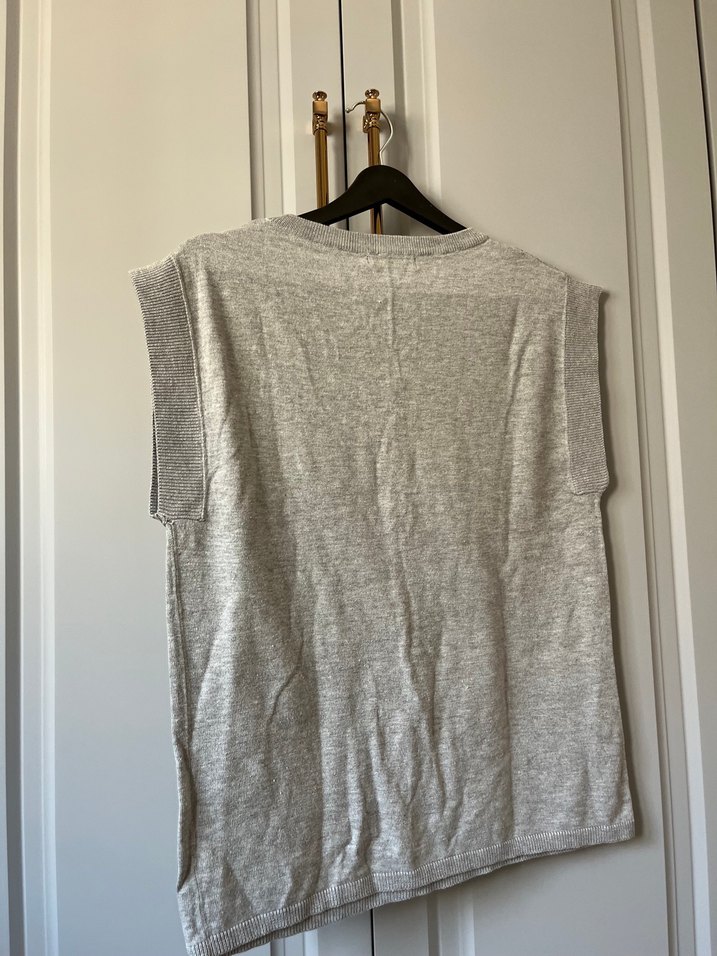 Gri  V Yaka Triko Kazak - Görsel 3