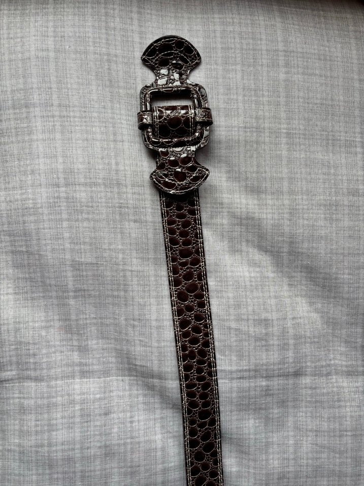 Kahverengi Deri Tokalı Retro Kadın Kemer - Görsel 3