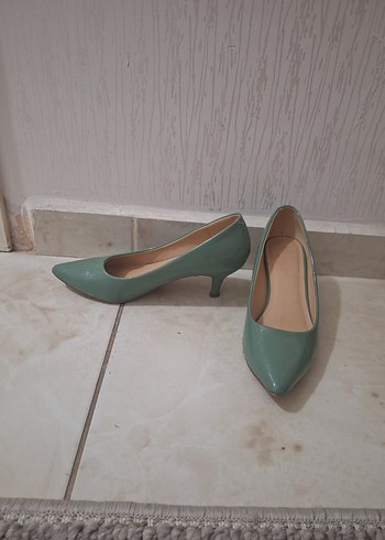 Yeşil Pastel Stiletto Kadın Topuklu Ayakkabı - Görsel 3