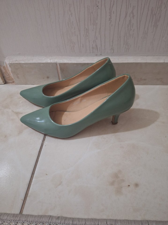 Yeşil Pastel Stiletto Kadın Topuklu Ayakkabı - Görsel 4