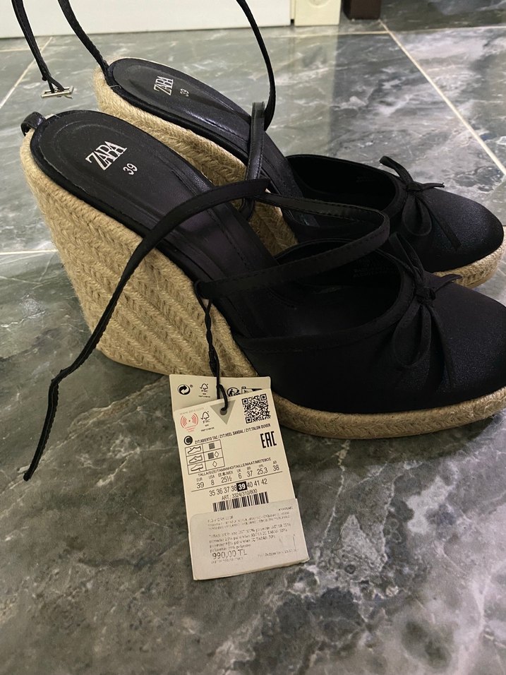 Zara Siyah Dolgu Topuklu Kadın Espadril - Görsel 3