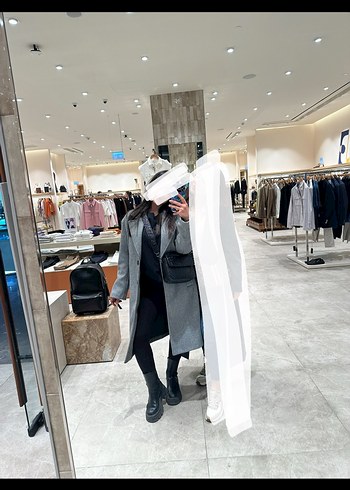 s Beden gri Renk Gri Oversize Yün Kaban