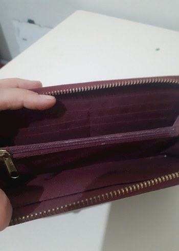 Bordo Parlak Yılan Desenli Kadın Cüzdanı - Görsel 3