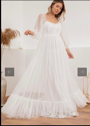 Deniz butik güpürlü parçalı tül abiye