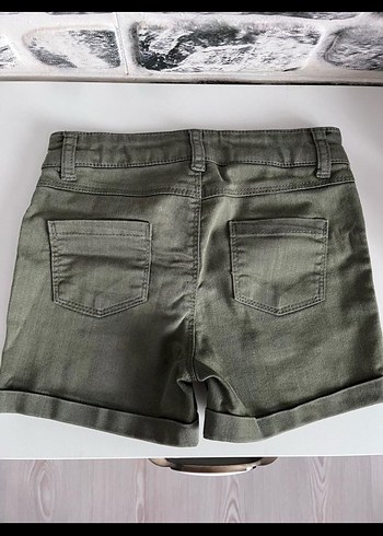 Kemerli Kız Denim Şort - Haki - Görsel 2