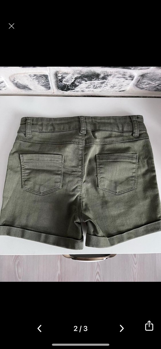 Kemerli Kız Denim Şort - Haki - Görsel 2