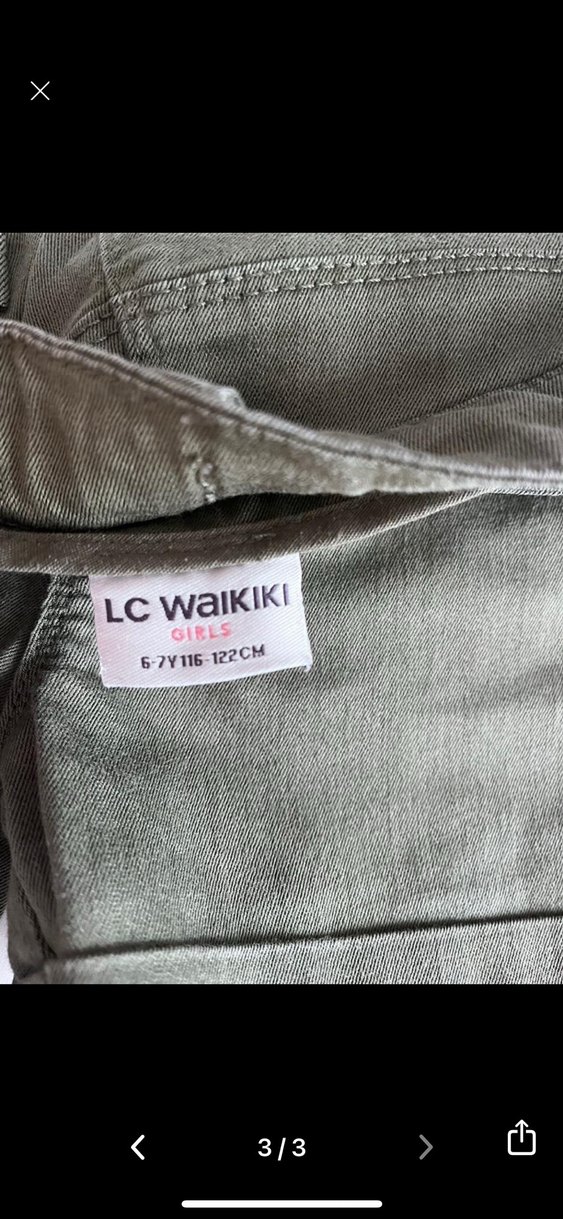 Kemerli Kız Denim Şort - Haki - Görsel 3