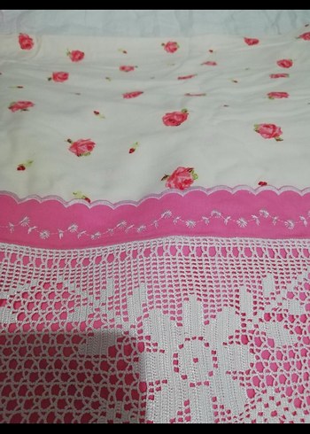 Nakışlı Pembe Nevresim ve Çarşaf Takımı el işi dantel - Görsel 4