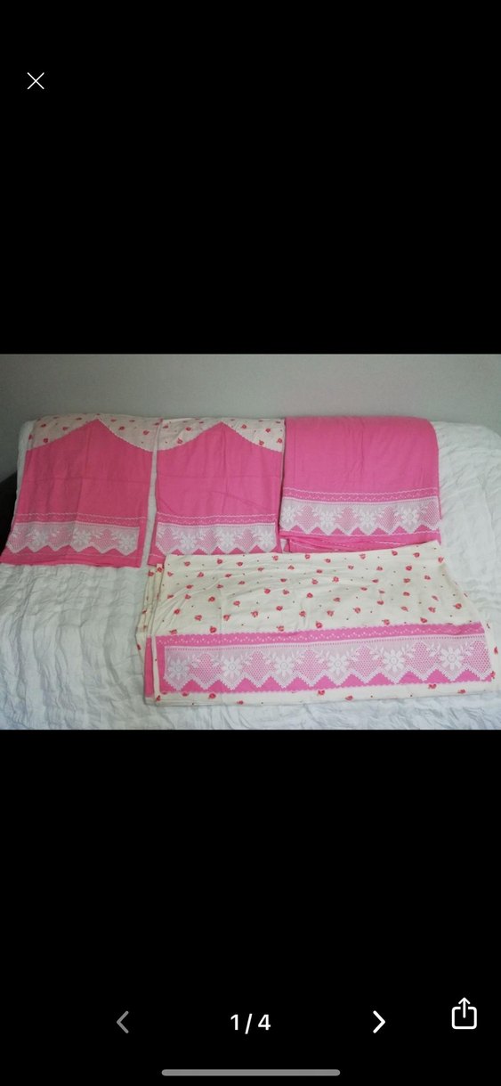 Nakışlı Pembe Nevresim ve Çarşaf Takımı el işi dantel - Görsel 2