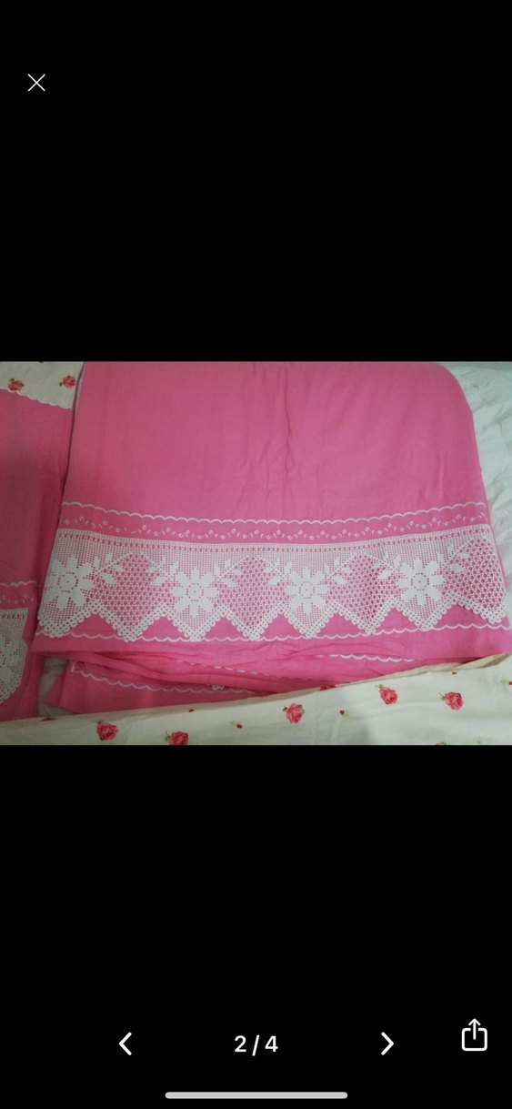 Nakışlı Pembe Nevresim ve Çarşaf Takımı el işi dantel - Görsel 3