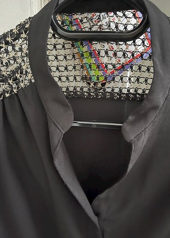 Siyah Pul Detaylı Goth Kadın Gömlek - Görsel 3