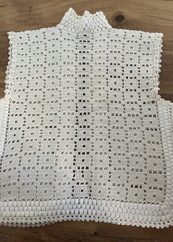 Kız çocuk Beyaz Örgü Yelek - Görsel 3