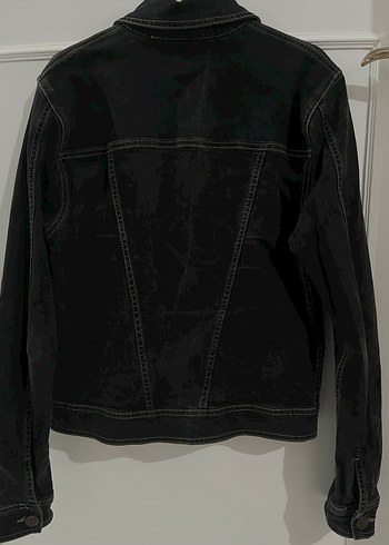 Siyah erkek Denim Ceket, Düğmeli, İnce Kesim - Görsel 4