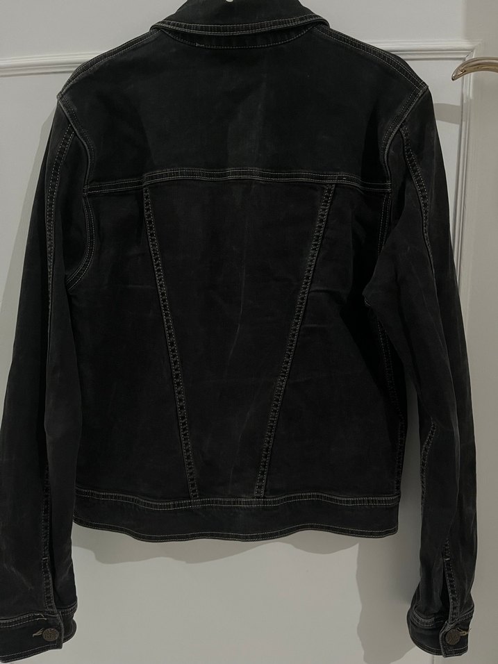 Siyah erkek Denim Ceket, Düğmeli, İnce Kesim - Görsel 4