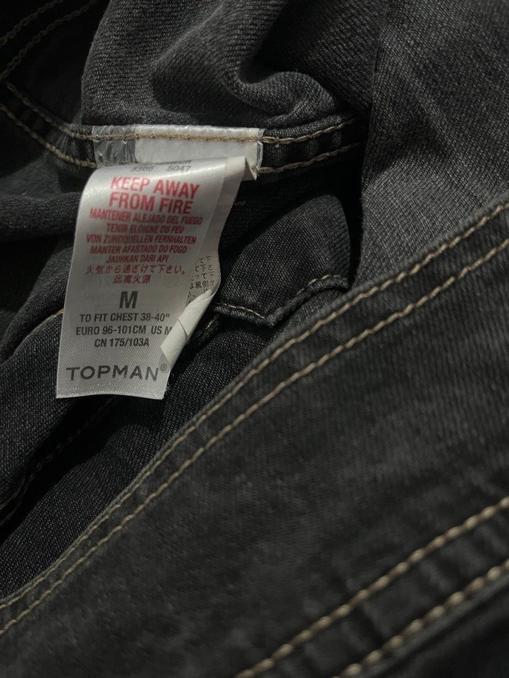 Siyah erkek Denim Ceket, Düğmeli, İnce Kesim - Görsel 5