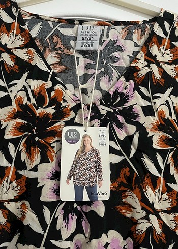 Çiçek Desenli V Yaka Uzun Kollu tunik - Görsel 2