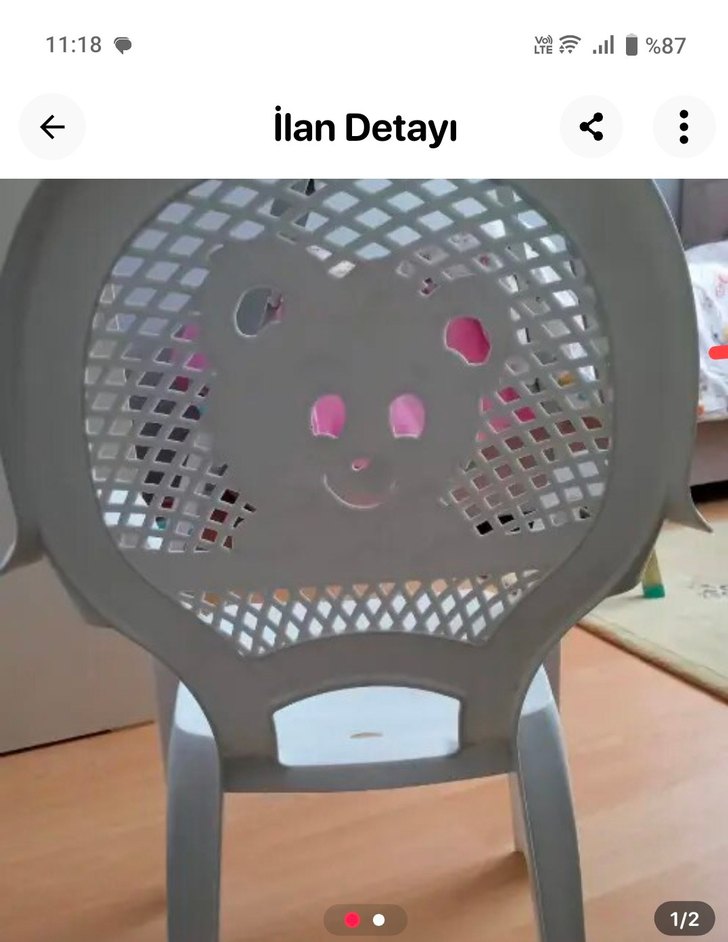 Beyaz Çocuk Sandalyesi Ayıcık Desenli - Görsel 2