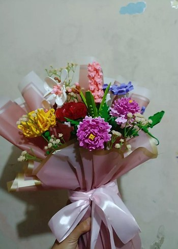  Beden Renk Pastel Pembe Lego Çiçek Seti