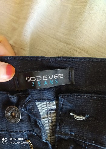 Kadın lacivert i Desenli Mini Denim Jean