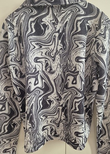 Koton Gri Batik Desenli Kadın Uzun Kollu Gömlek