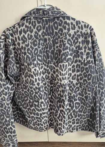 Urban Queen leopar Desenli Kadın Denim Ceket