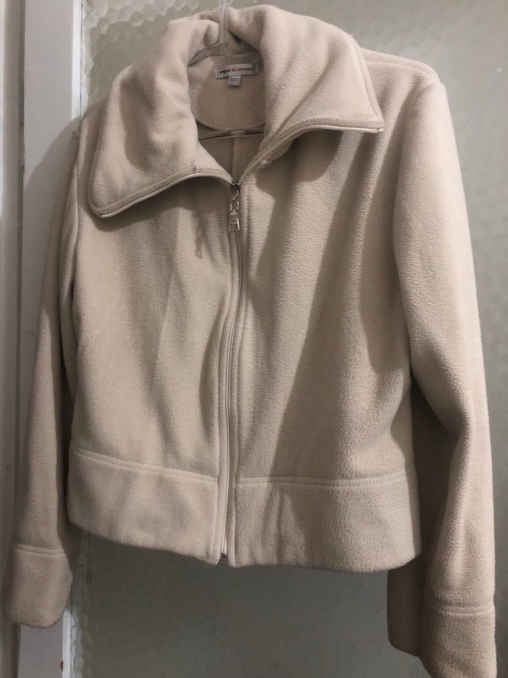 Fermuarlı Bej Kadın Polar Ceket - Görsel 2