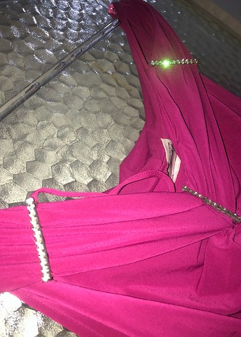 Bordo Drapeli Uzun Abiye Elbise - Görsel 4