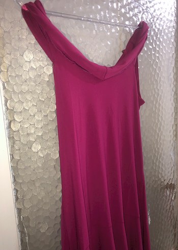 Bordo Drapeli Uzun Abiye Elbise - Görsel 7