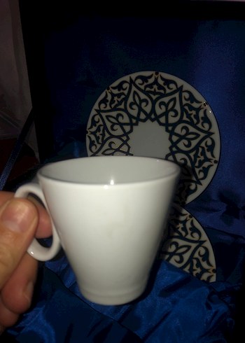 Düz Beyaz Desenli tabaklı Fincan Seti - Görsel 6