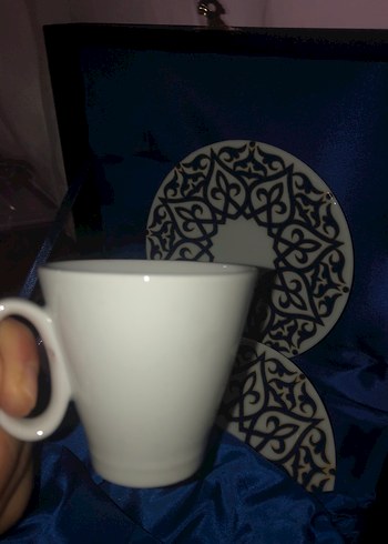 Düz Beyaz Desenli tabaklı Fincan Seti - Görsel 8