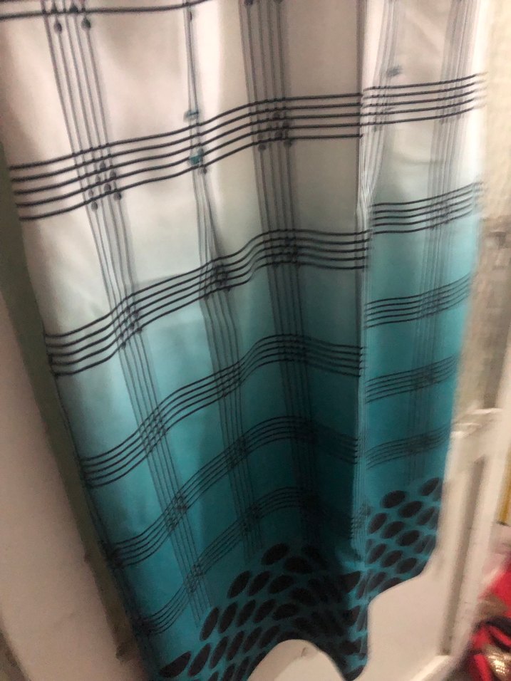 Puantiyeli Beyaz Turkuaz Renklerde Elbise - Görsel 3