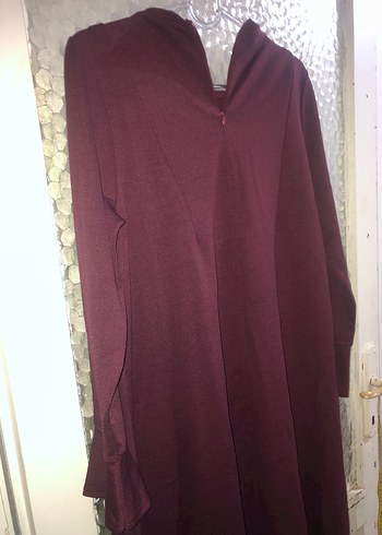 Bordo Uzun Kollu Salaş Kadın Elbise - Görsel 8