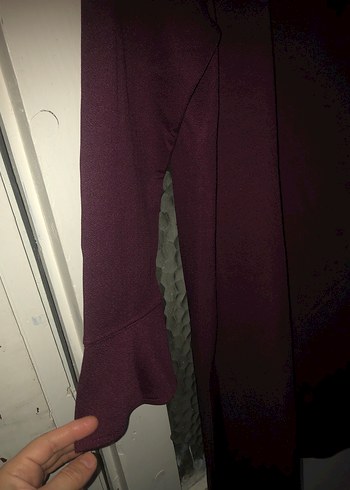 Bordo Uzun Kollu Salaş Kadın Elbise - Görsel 5