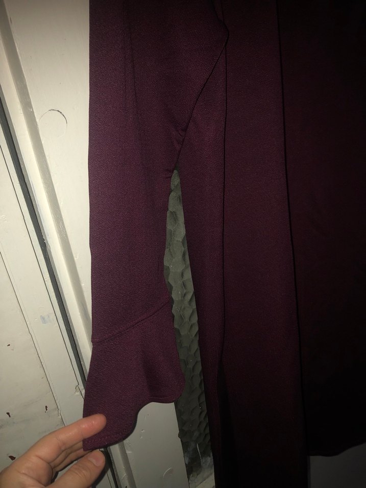 Bordo Uzun Kollu Salaş Kadın Elbise - Görsel 5