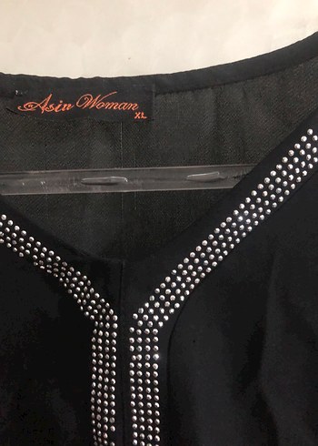 Siyah Payetli taşlı V Yaka Kadın Bluz - Görsel 2