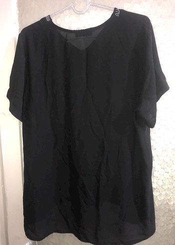 Siyah Payetli taşlı V Yaka Kadın Bluz - Görsel 5