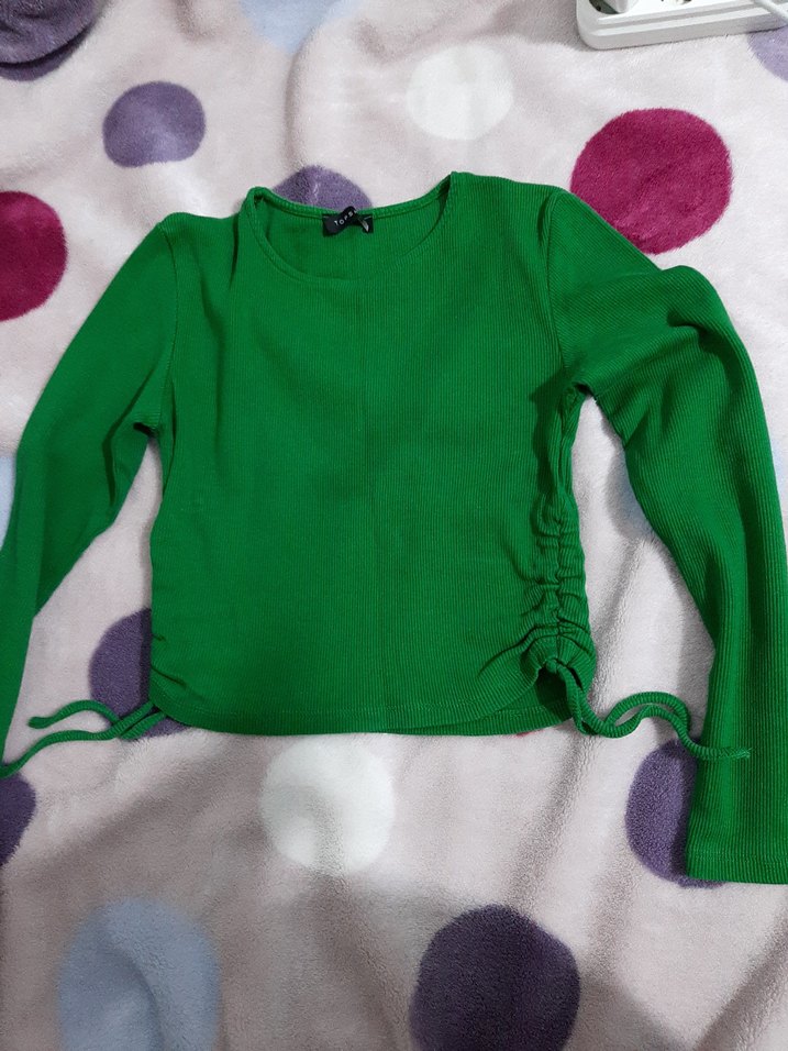 Kenarı büzgülü uzunkollu bluz - Görsel 2