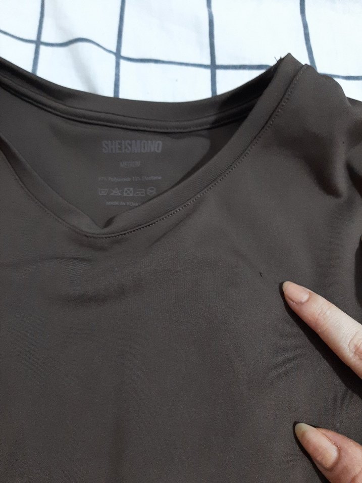 Kahverengi Uzun Kollu Basic Kadın Bluz - Görsel 2