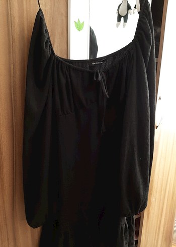 Siyah Kadın Midi Keten Elbise - Görsel 2