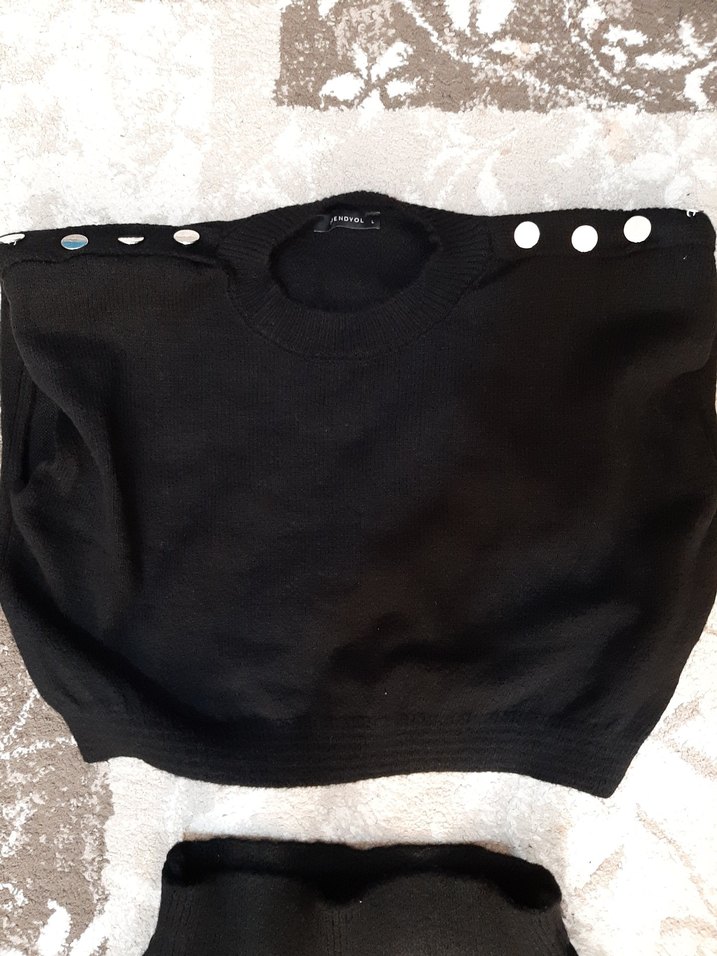 Düğmeli Siyah Uzun Etek Takımı - Görsel 2