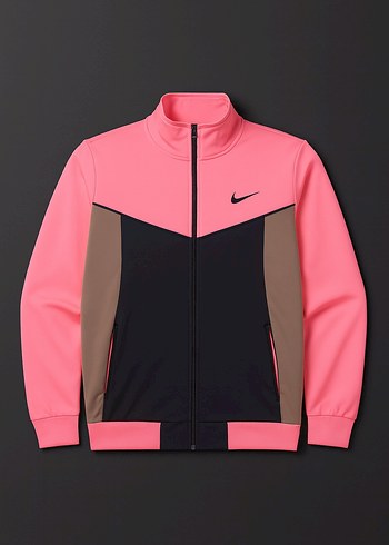 Fermuarlı Pembe Siyah Nike Spor Ceket