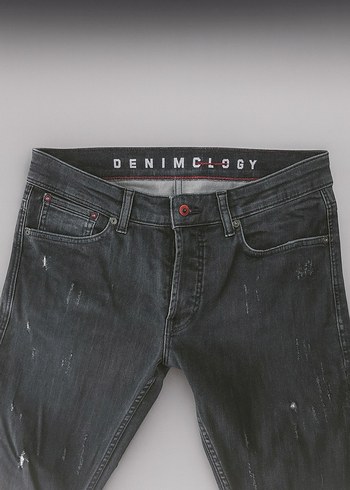 Gri Erkek Denim Düzenli Kesim Jean