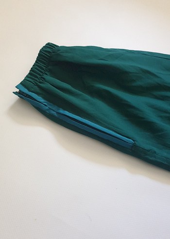 90s Forest Green Vintage Nylon Jogger Parasut - Görsel 3