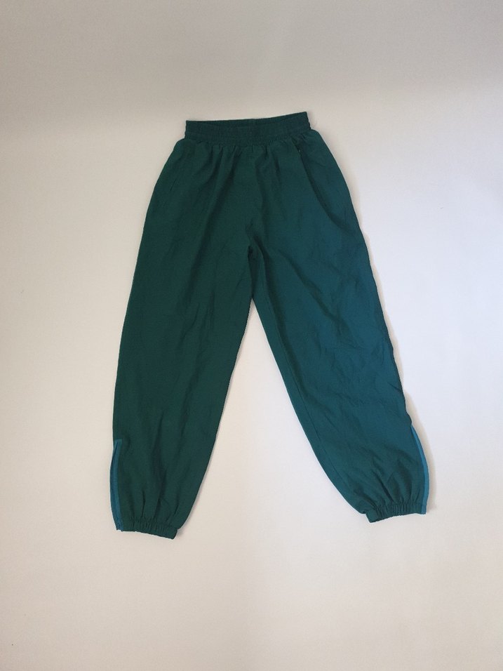 90s Forest Green Vintage Nylon Jogger Parasut - Görsel 2